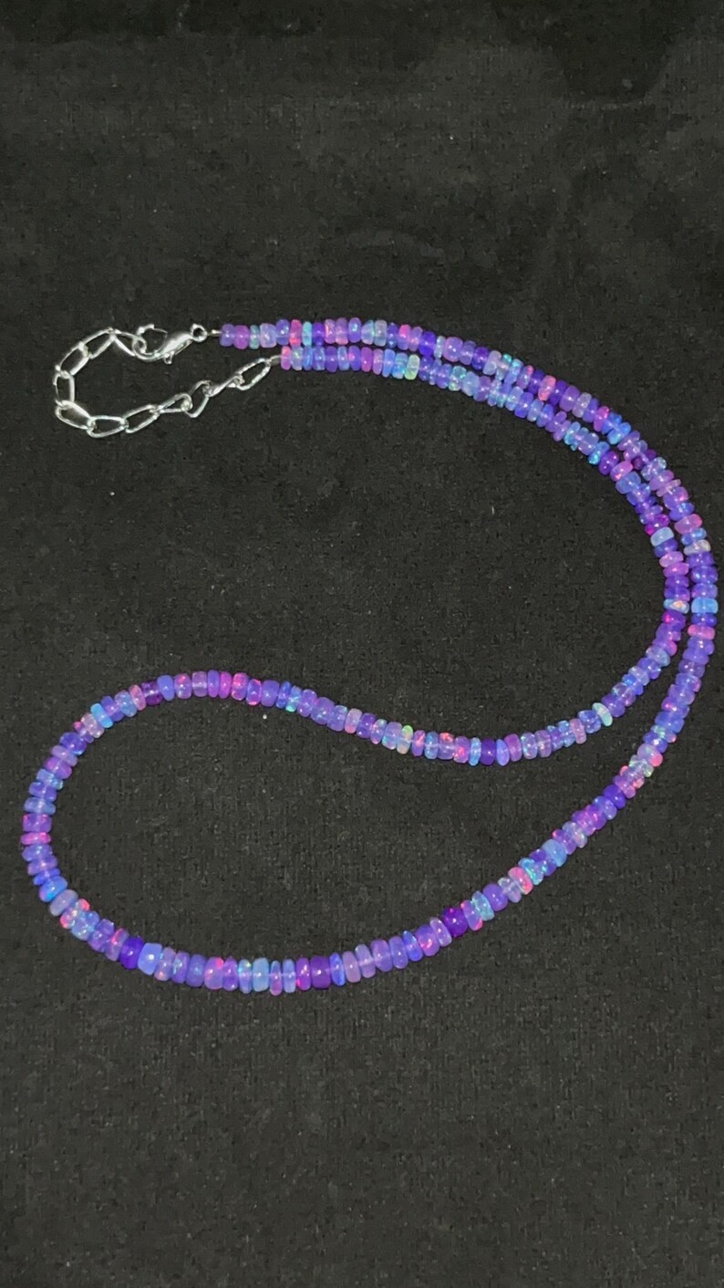 Lavendar Opal Smooth Rondelle Necklace 3-5mm Lavendar Opal Beads Smooth 18 INCH