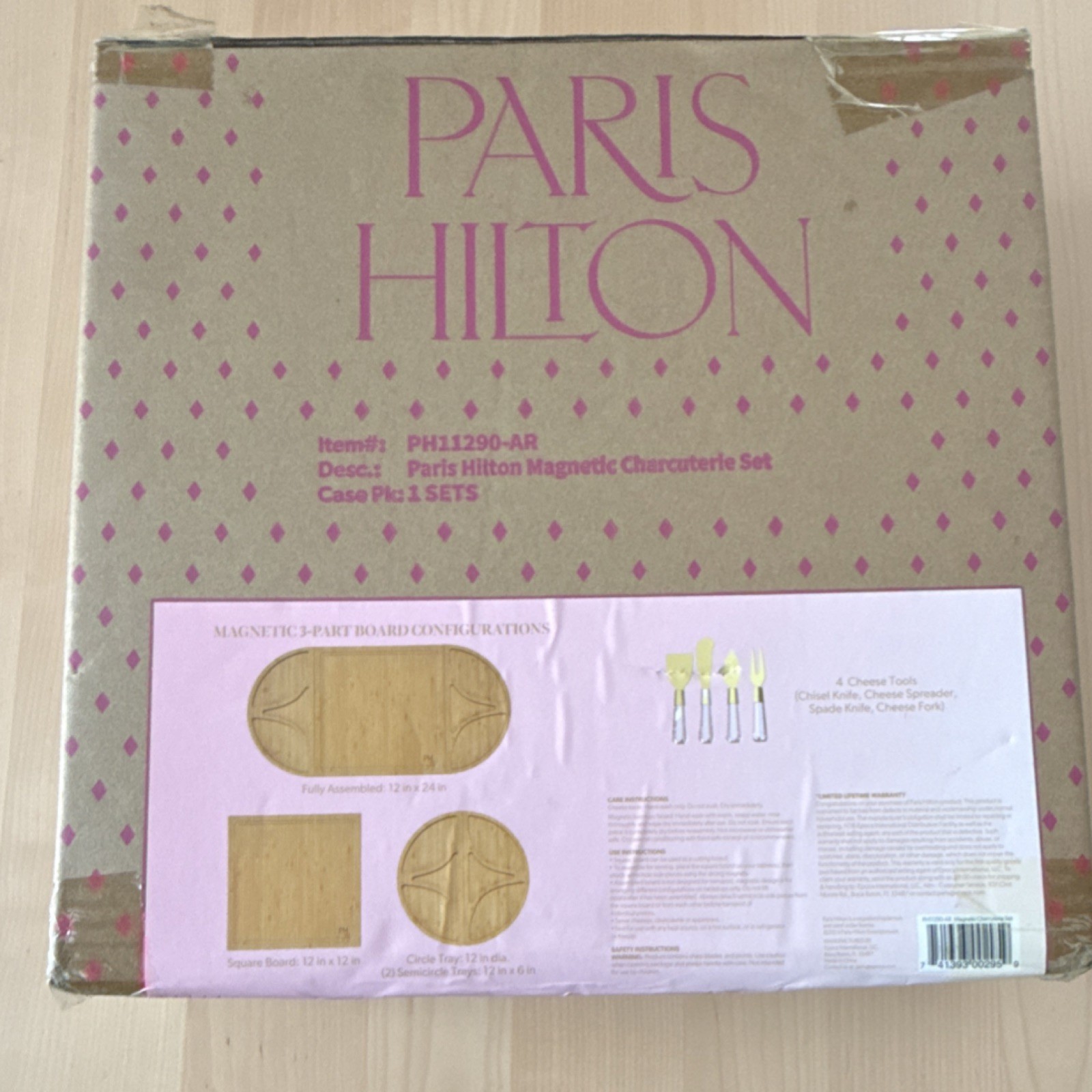 Paris Hilton 7-Piece Magnetic Bamboo Charcuterie Set Cheese Tools PH11290-AR