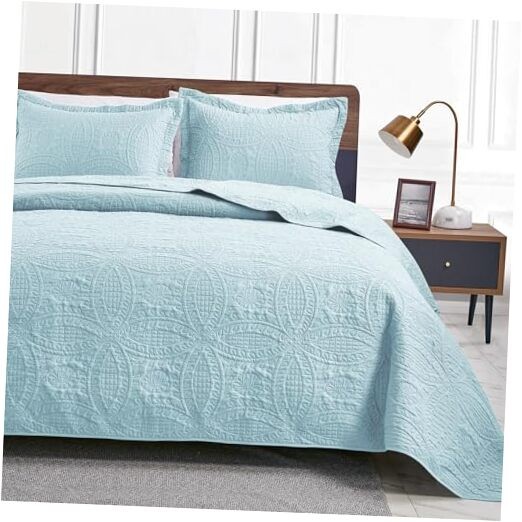  Quilts for Queen Bed Spa-Blue Full/Queen (90"x96") Coin Pattern Spa-blue