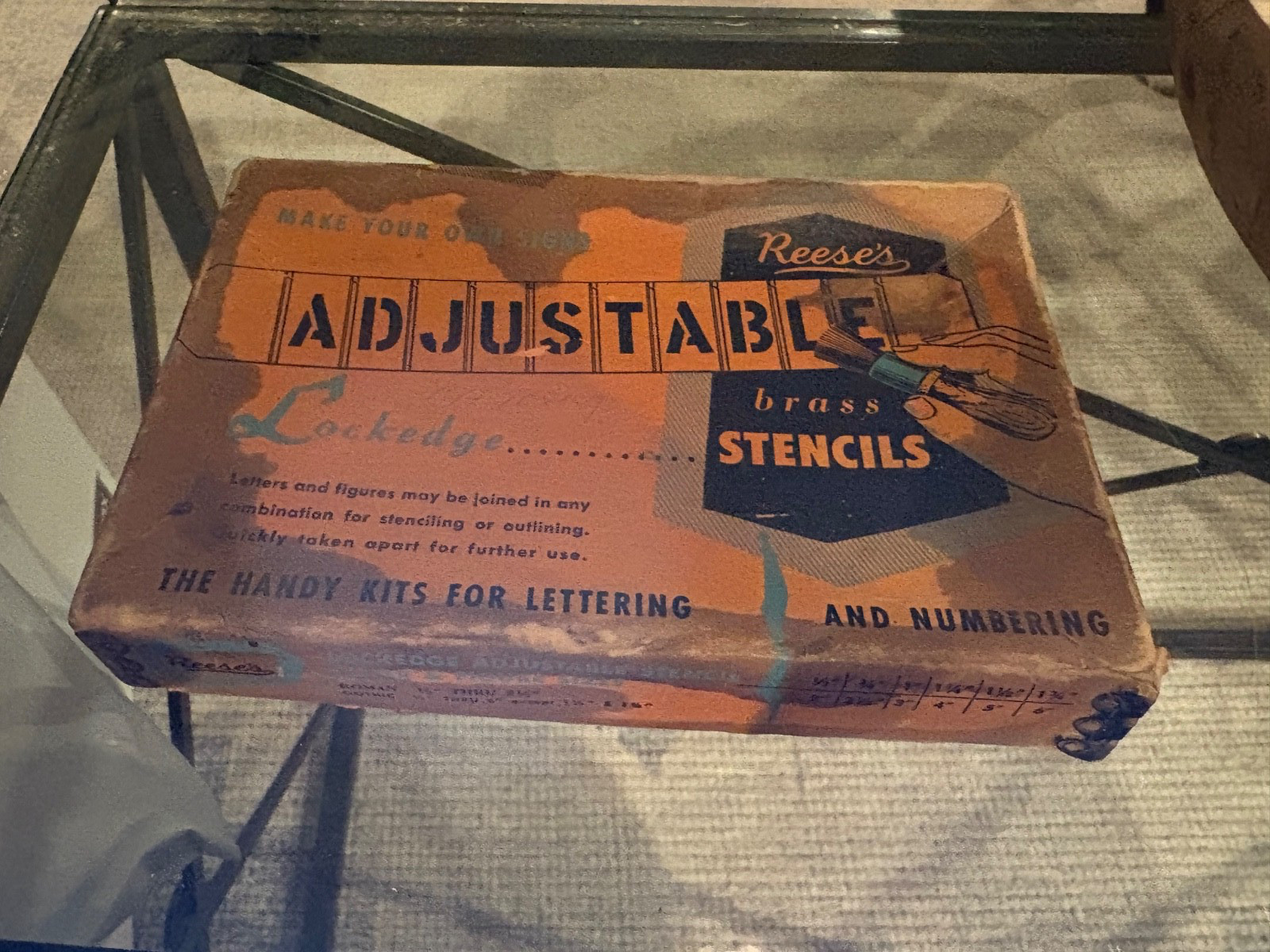 Vintage Reese’s Adjustable Brass Stencils In Box Numbers 3" 0-9 $ blank #1