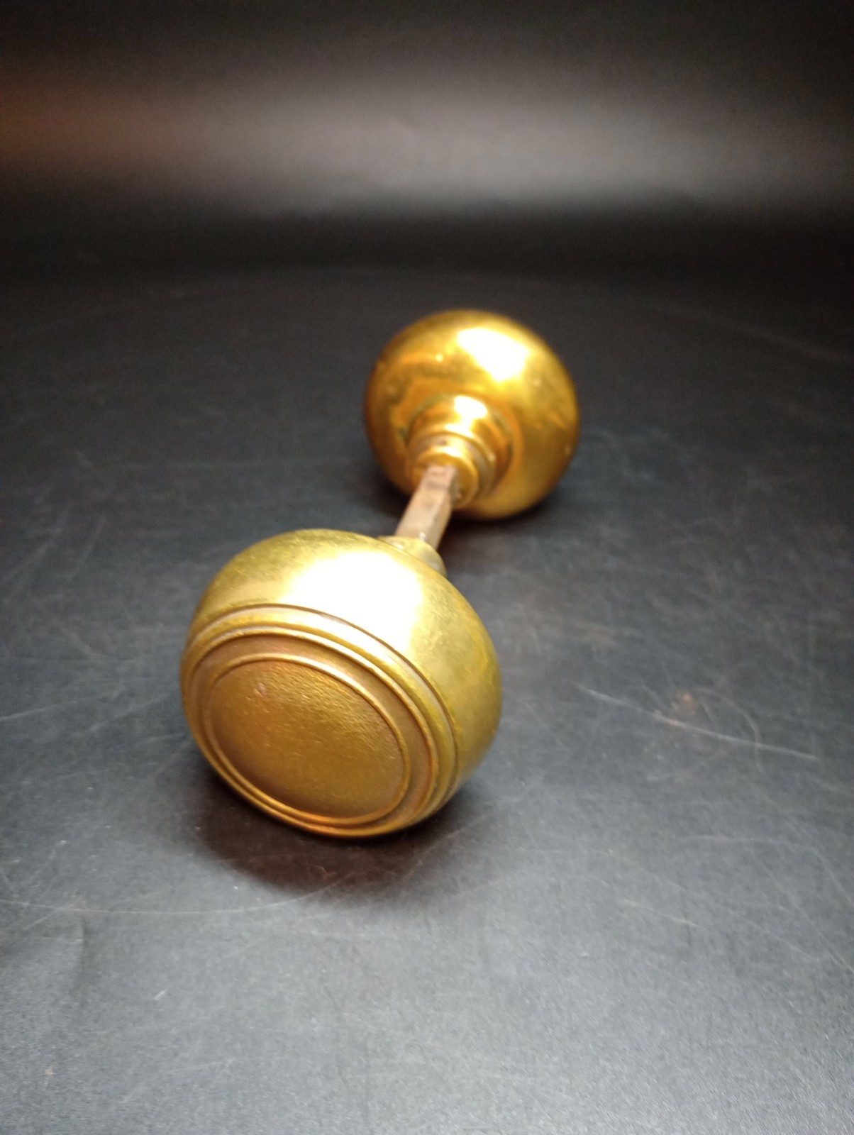 Antique Solid Cast Bronze Unbranded Doorknob with Concentric Pattern Knob Lot #1