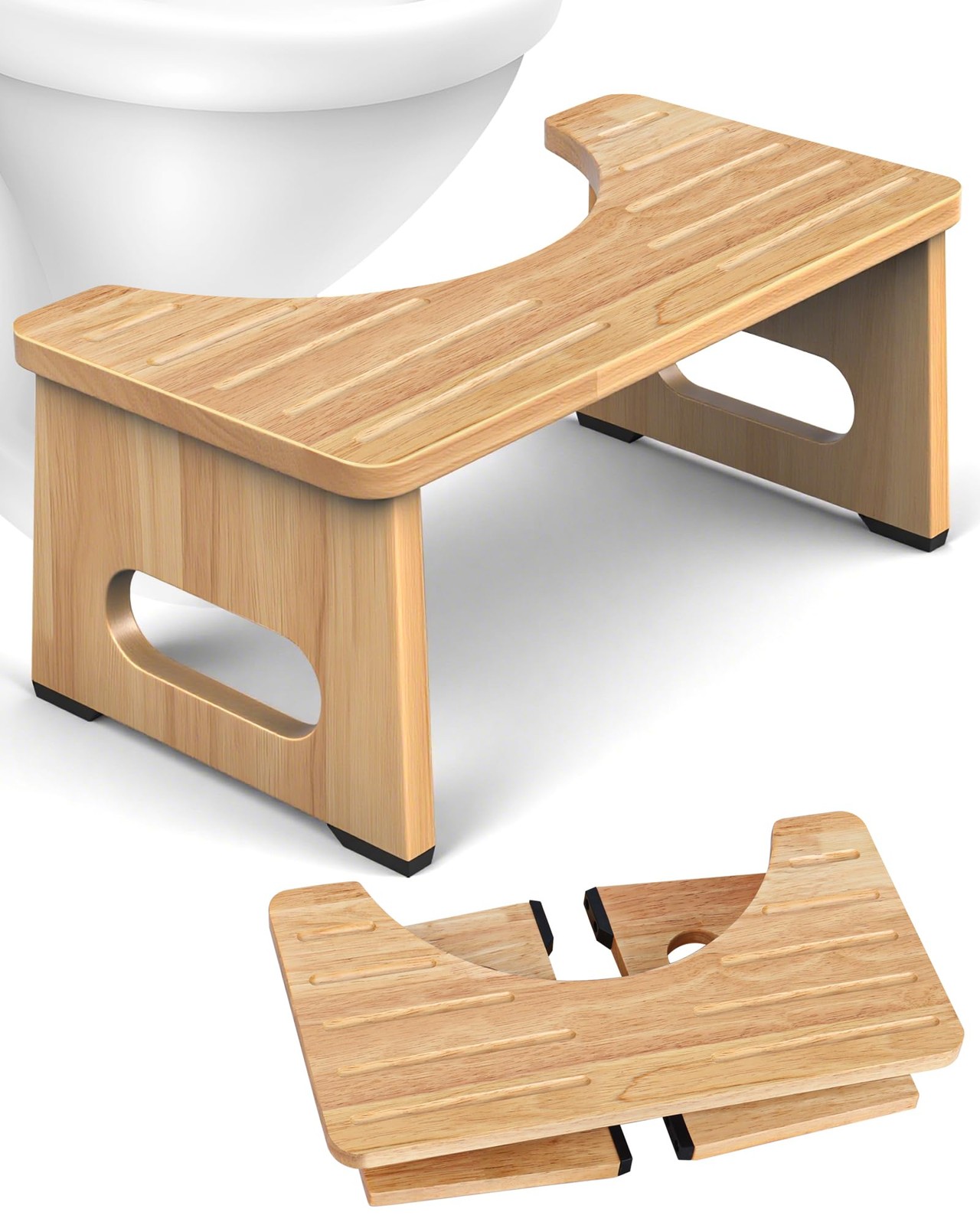 Toilet Stool Foldable, 7 Inch Poop Stool for Bathroom, Toilet Stool Squat Adu...