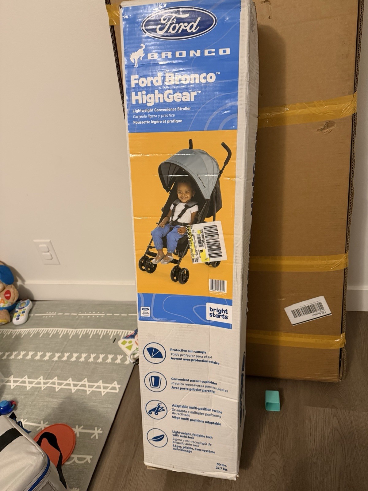 Bright Starts Ford Bronco HighGear Lightweight Stroller, Folding, Black/Gray