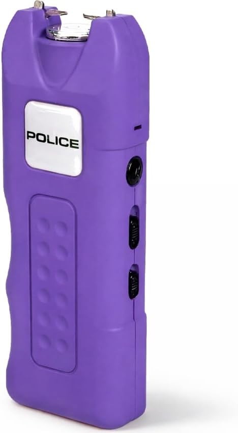 POLICE Stun Gun 628 Rechargeable with LED Flashlight Siren Alarm Purple