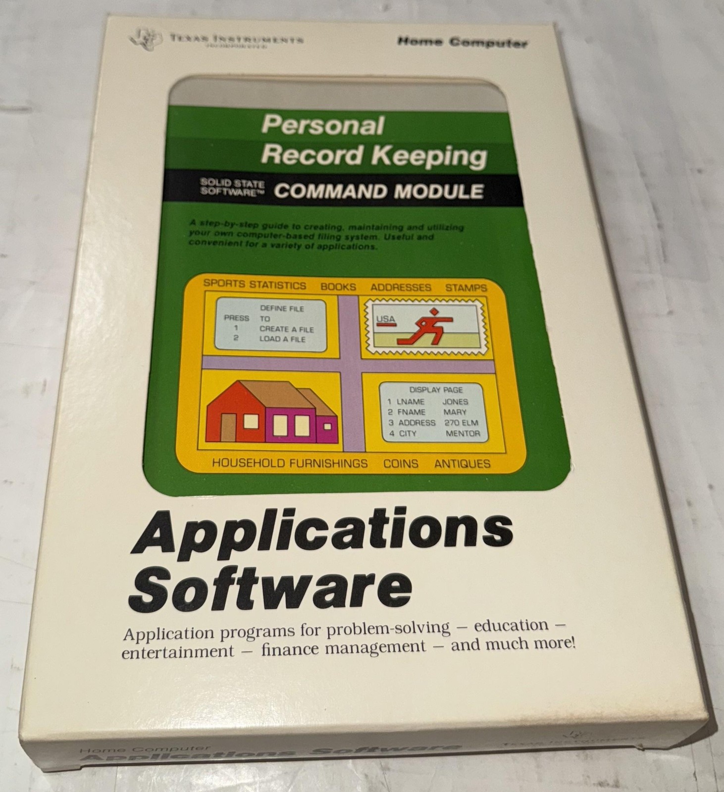 Vintage Texas Instruments TI-99/4A Personal Record Keeping Module Box Manual