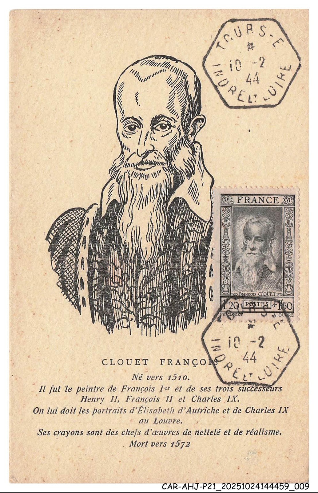 Car Ahjp21 1051 Carte Maximun - Clouet François - 1944