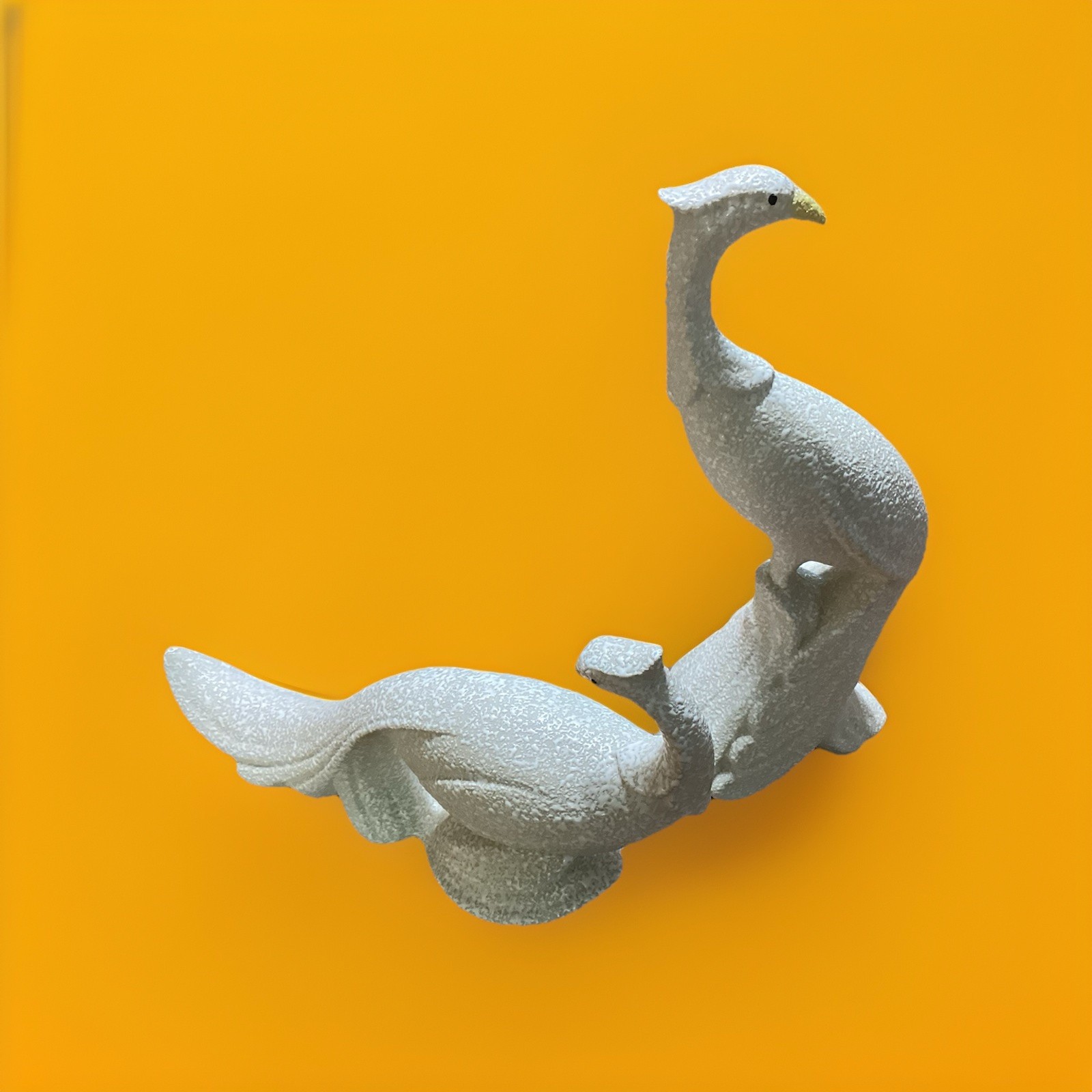 Vtg MCM Ceramic Pheasant Peacock Spatterware Figurines Set of 2