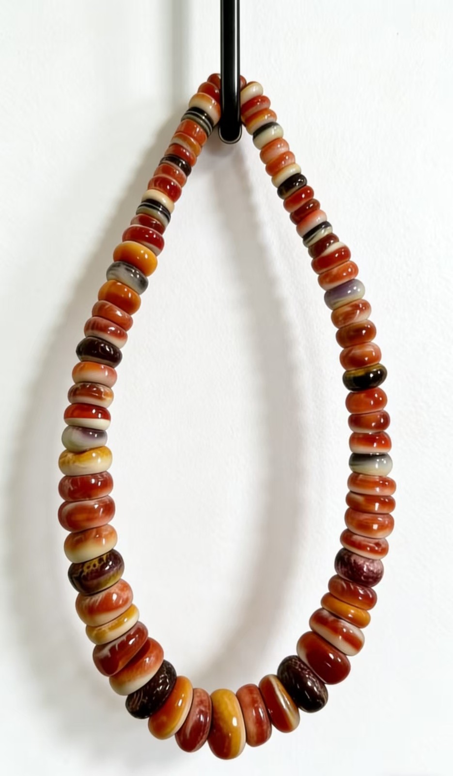 Natural Spiny Oyster Graduated Smooth Rondelle Beads Size 8-16mm 16" Strand