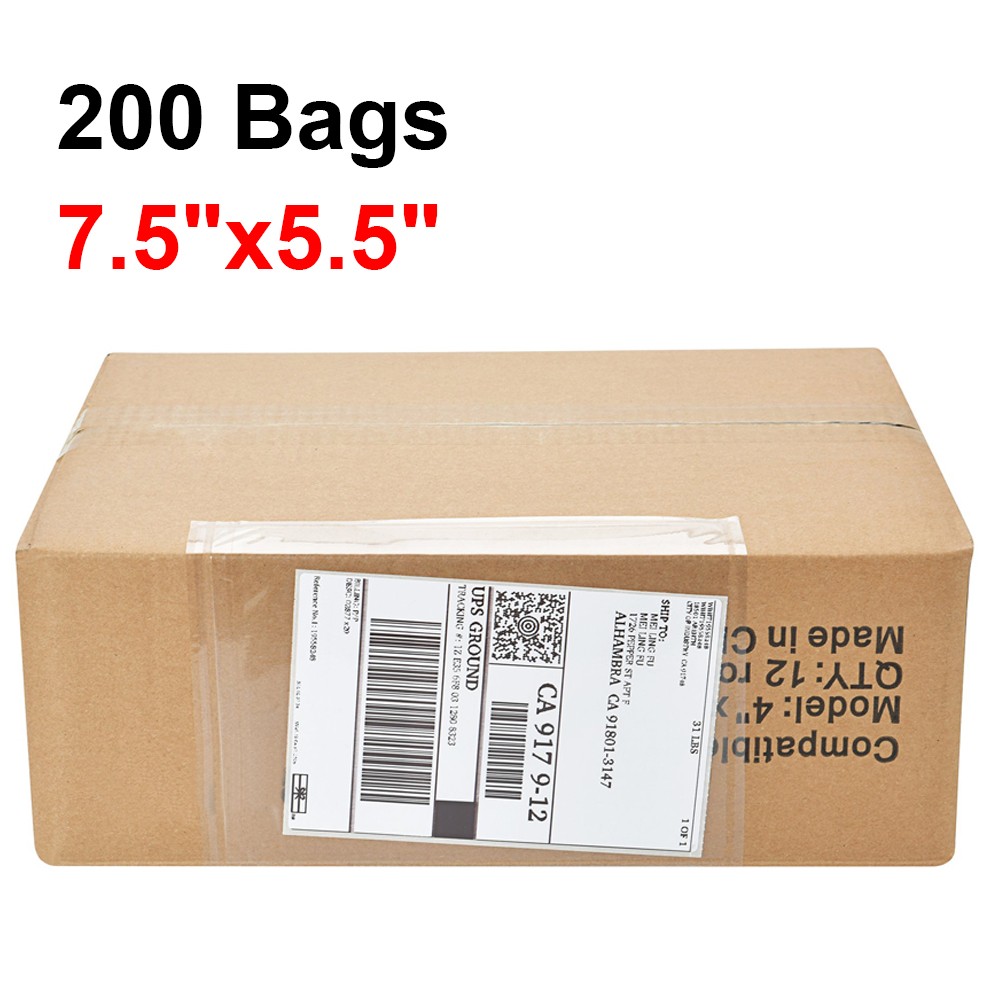 200 7.5x5.5 Clear Self Adhesive Top Loading Packing List Shipping Label Envelope