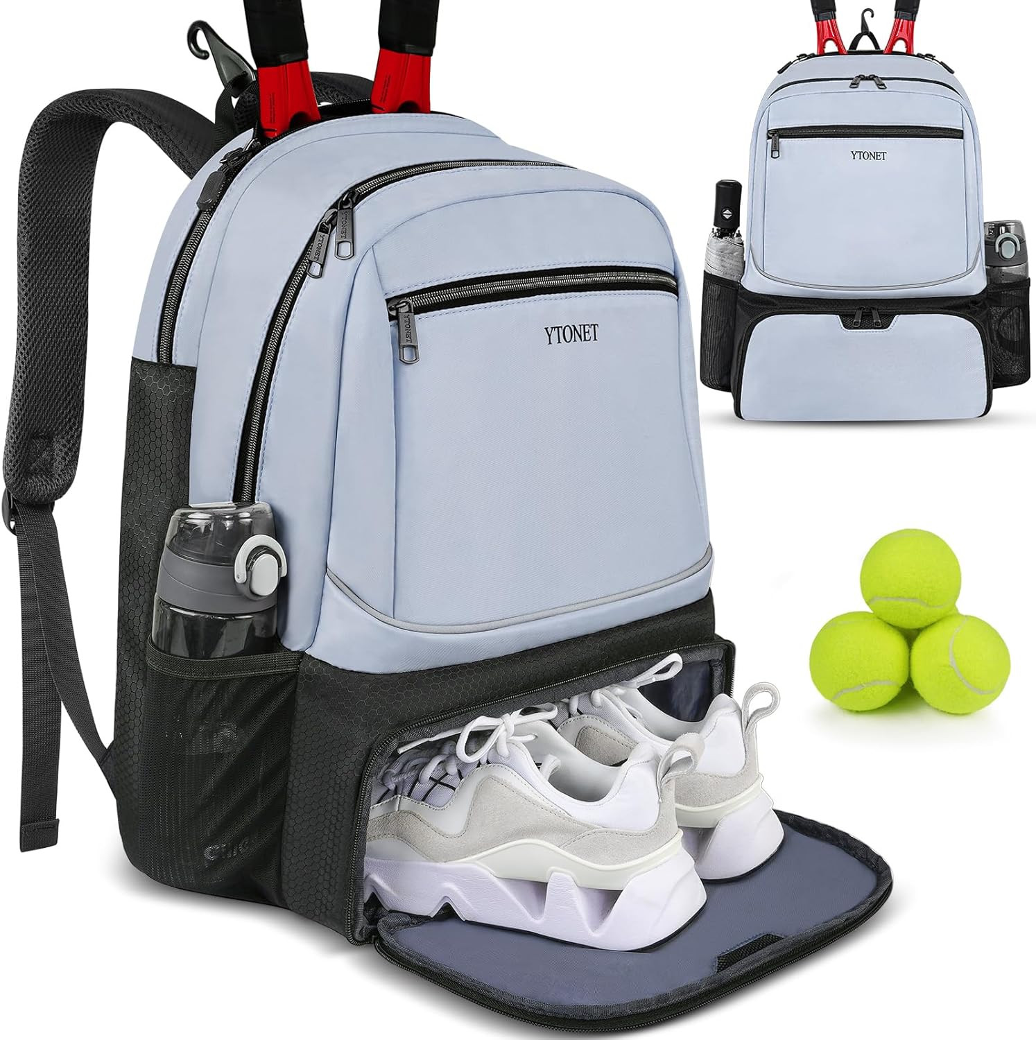 Tennis Bag Tennis Backpack for Women Men 2 Rackets with Insulated Pocket Ventila