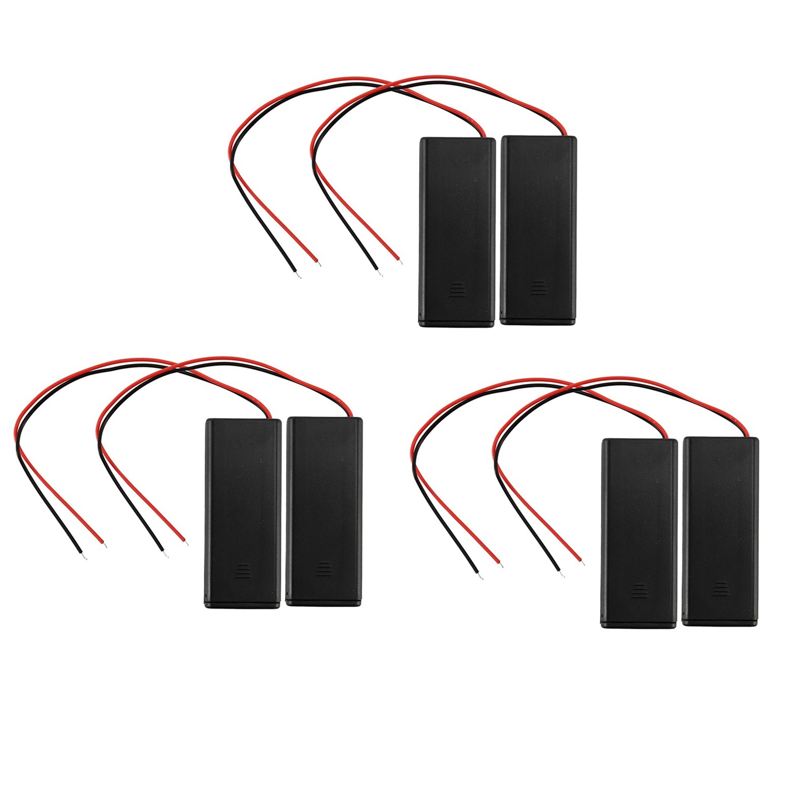 6 Pcs 2 x AAA 3 V Battery Holder Case Box Wire ON / OFF  M Cover M6Q58385