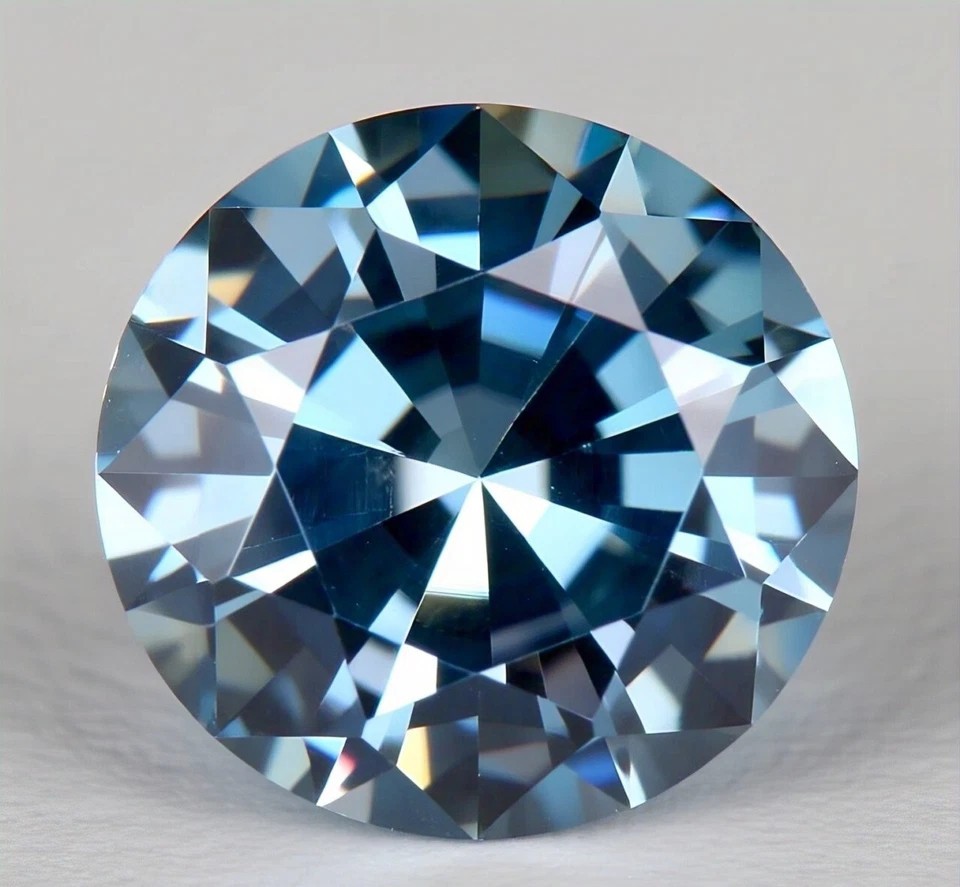 2Ct Round Brilliant Cut Natural Blue Color Lab Grown Diamond VVS1 Certified t728