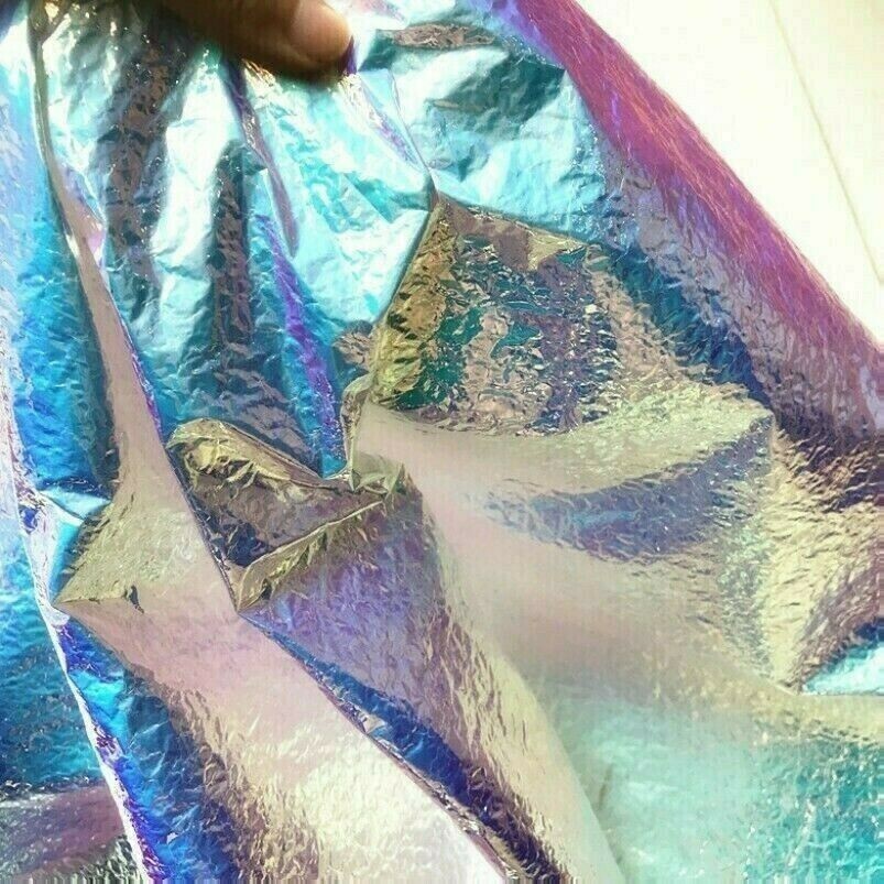 Metallic Gradient Fabric Costume Fancy Dress Background Sew Holographic Folded