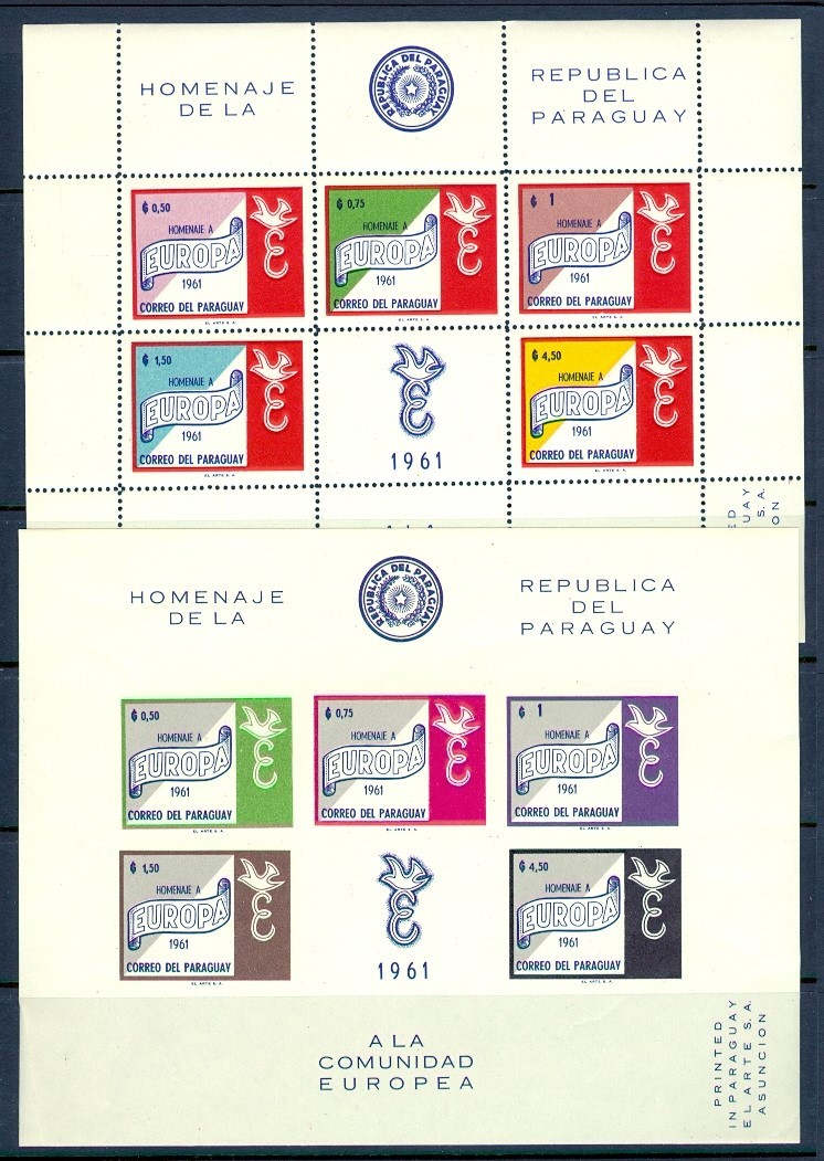 PARAGUAY 1961 EUROPA #627a s/s PERF & IMPERF