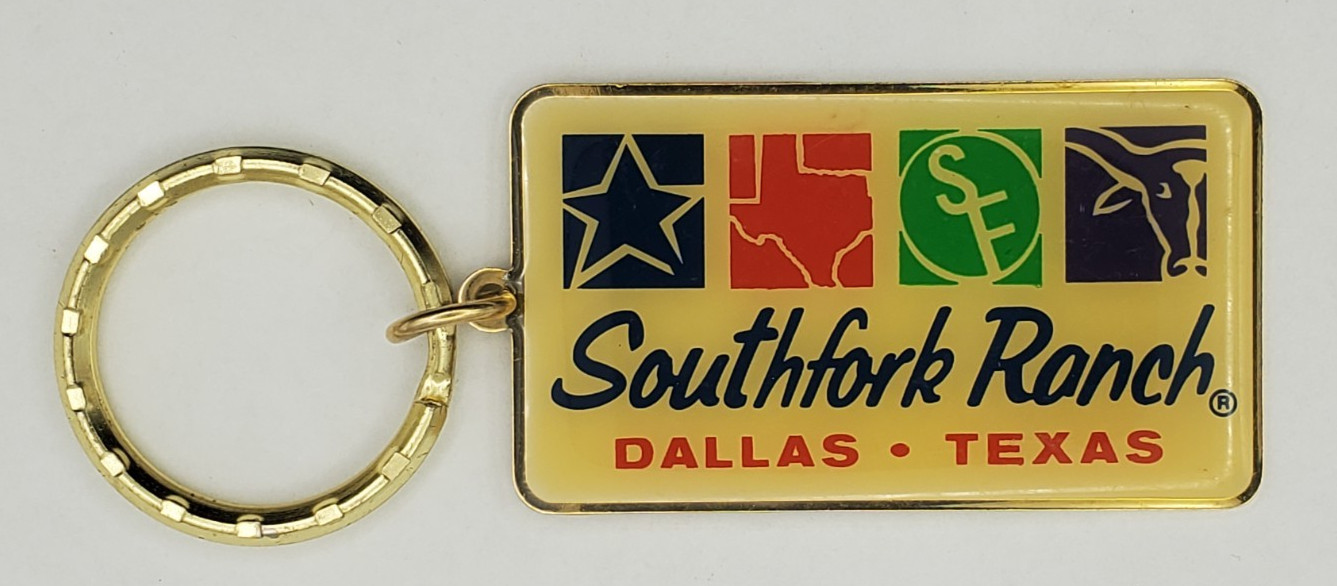 Vtg Dallas TV Show Soap Opera Southfork Ranch Resin and Metal Souvenir Keychain