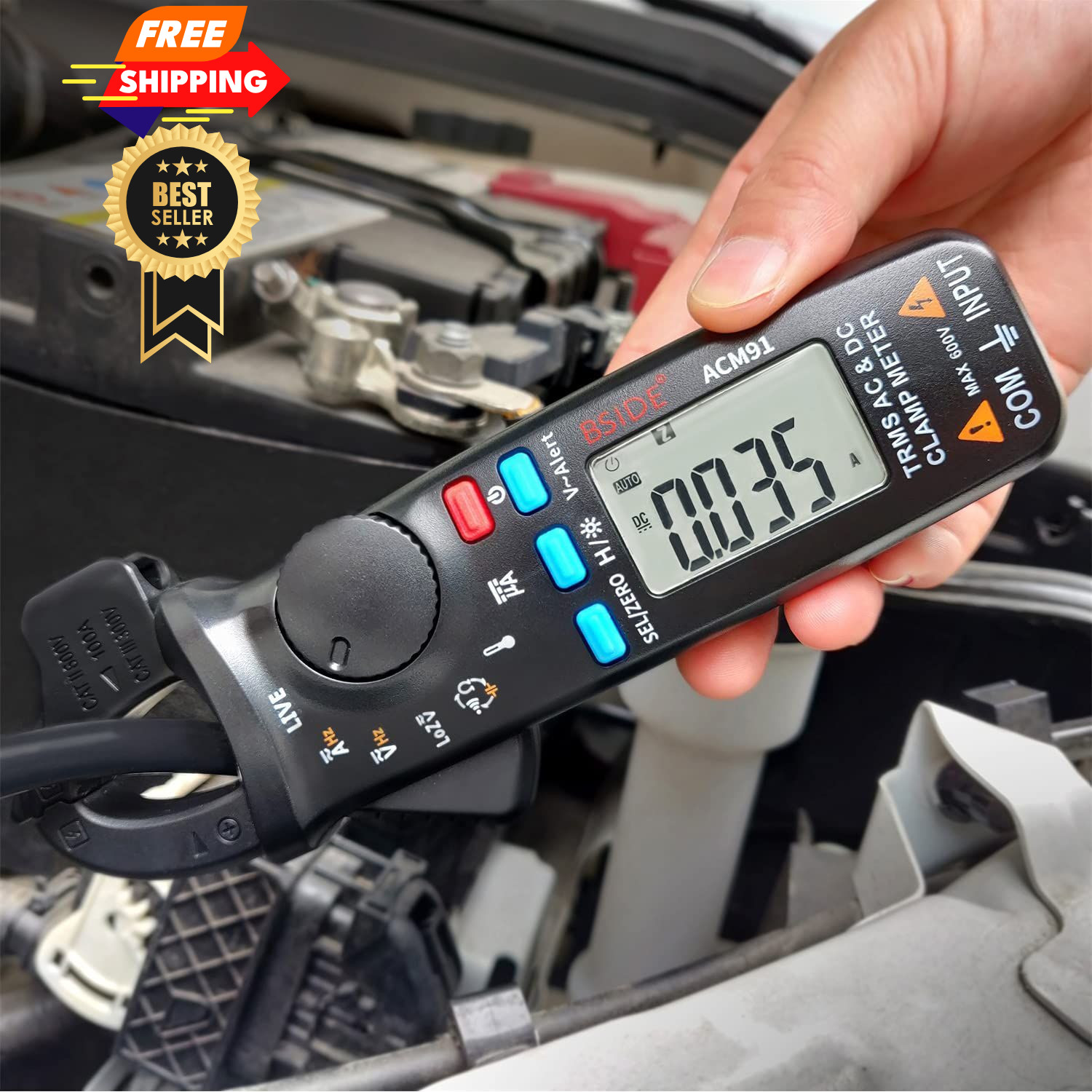 1mA DC Clamp Meter True RMS 6000 Counts Auto-Ranging Pocket Size, ACM91 