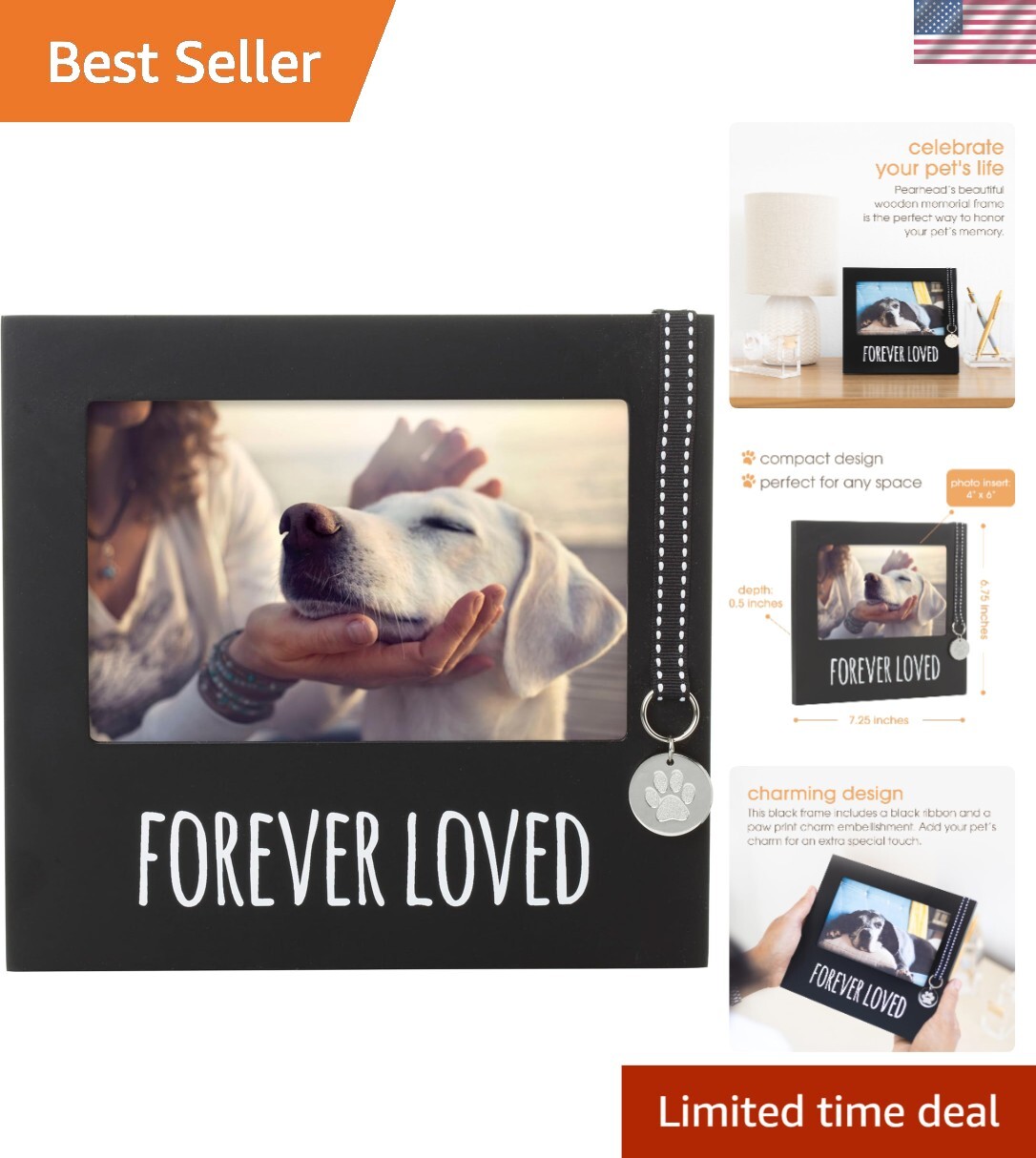 Charming Keepsake Picture Frame for Pet Remembrance – Wall & Tabletop Display