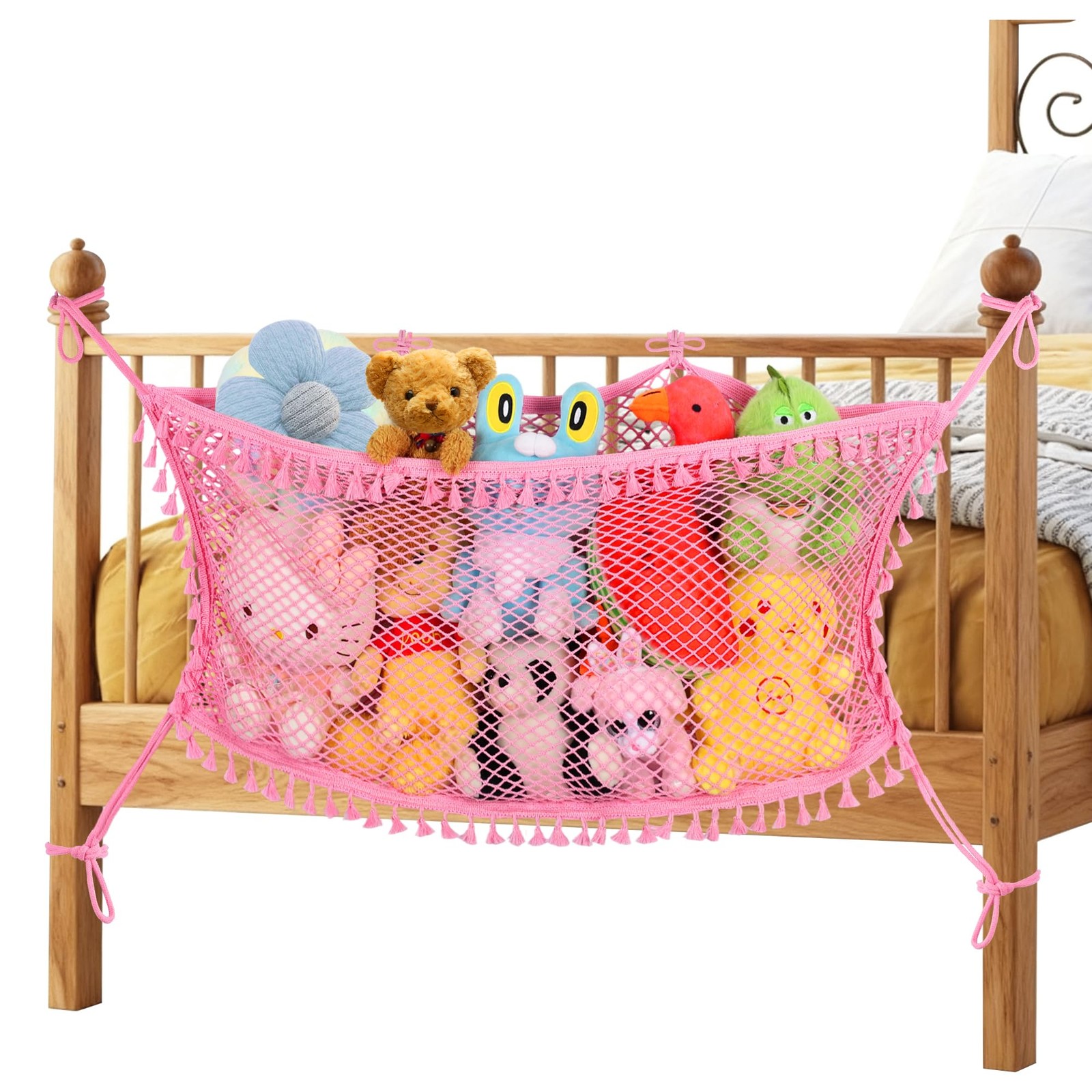 Stuffed Animal Storage Net, Large Bedside Toy Organizer Net, Cotton Plushie T...