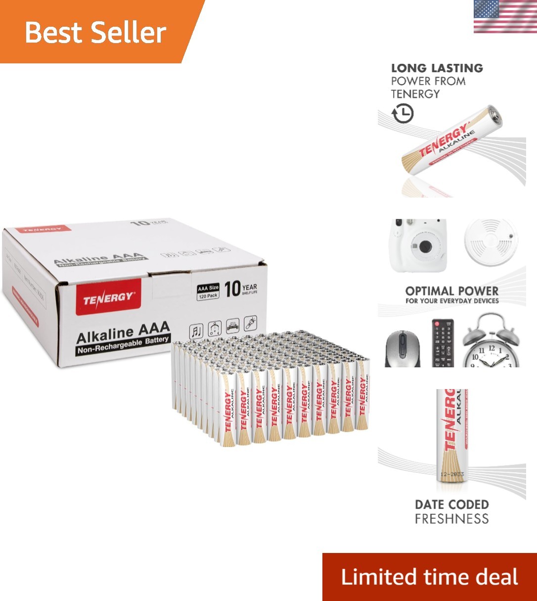 High-Performance 1.5V AAA Alkaline Batteries - Reliable Power, 120 Count Pack