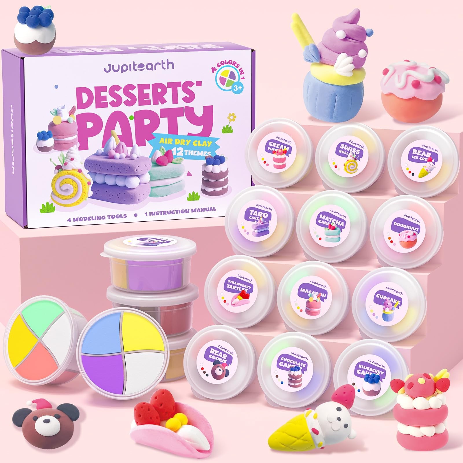 Air Dry Clay for Kids,12 Desserts Theme Party Foam Clay,Ultra Light Modeling ...