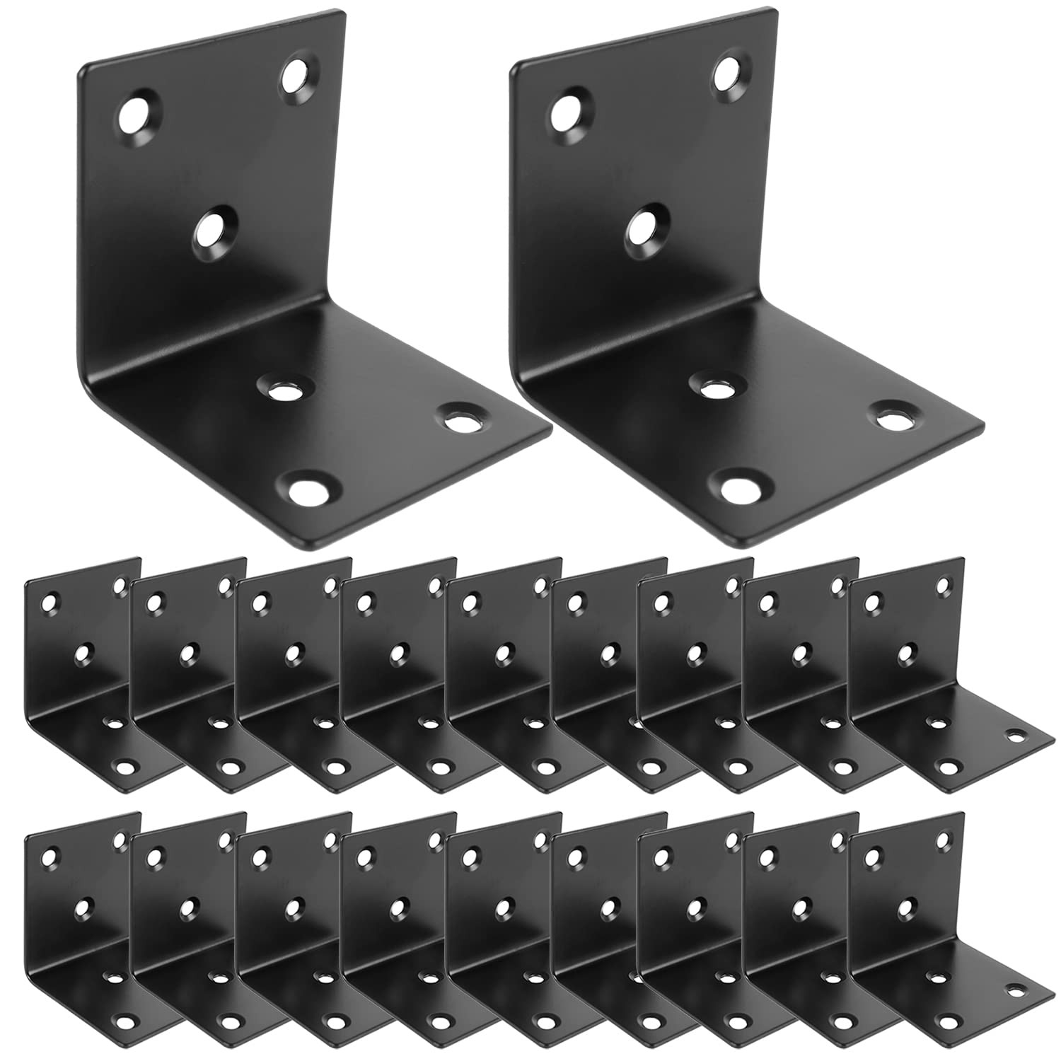 20PCS Corner Brace 2 X 2 Inch Stainless Steel L Bracket Heavy 2"x2", Black 