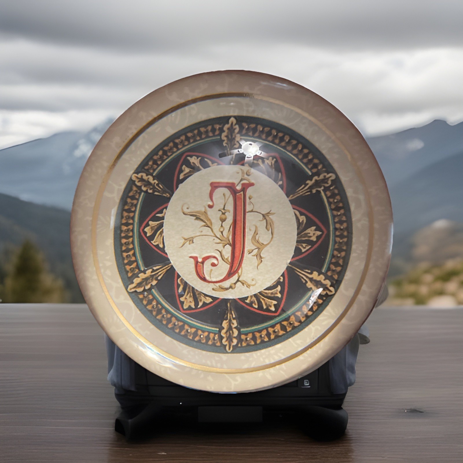 Punch Studio Crystal Paperweight Letter J Monogram Made in France Gifts , Heavy