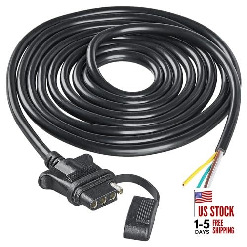  Vehicle-Side 4 Pin Trailer Wire Connector 10 Feet Heavy Duty 18AWG 4 Way Flat 