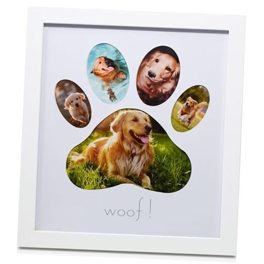  5-Opening Paw Print Collage Frame | Paw Print 5 Opening Paw Print White Frame