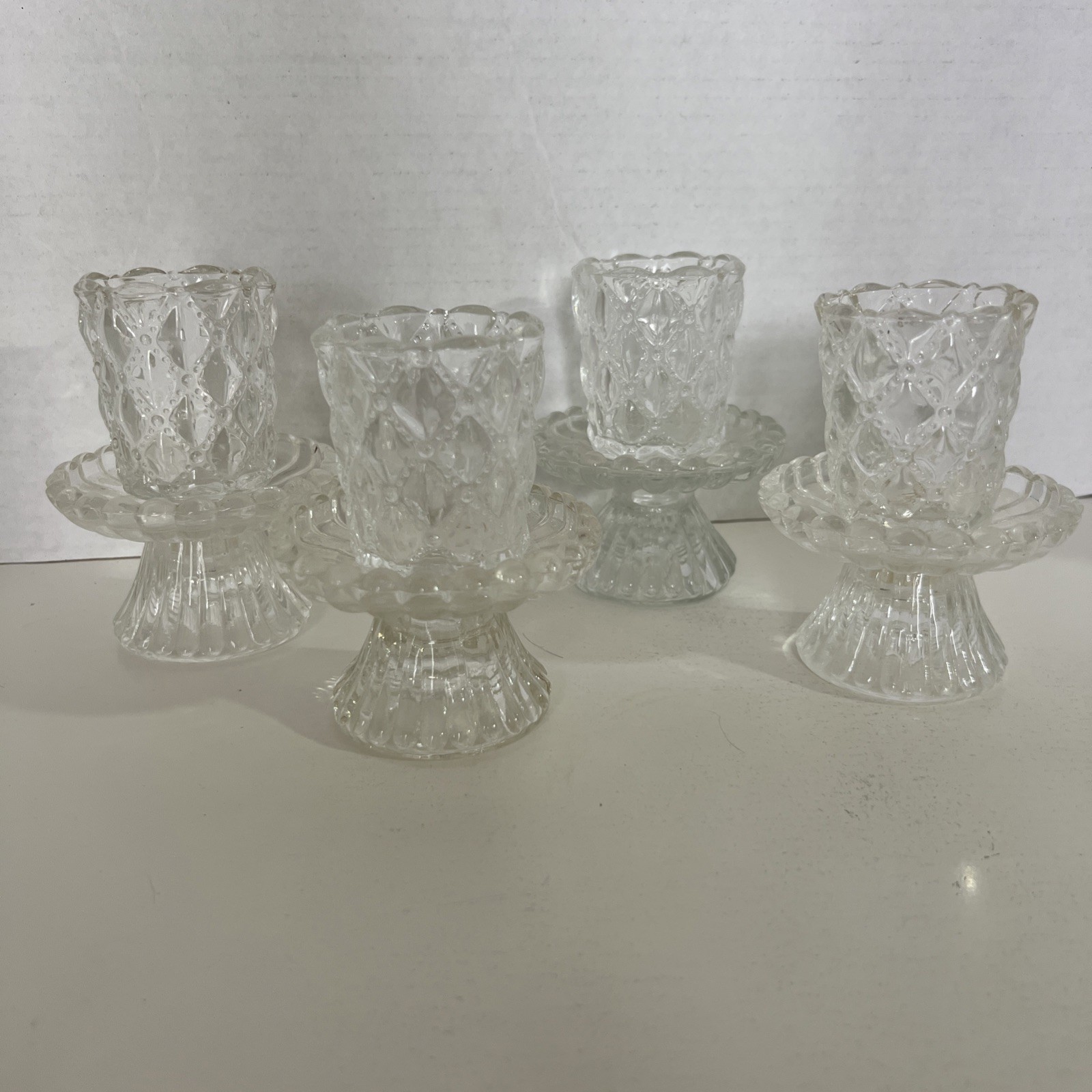 Lot of Party Lite Colonial Votive Candle Holders Quilted Peg Cups