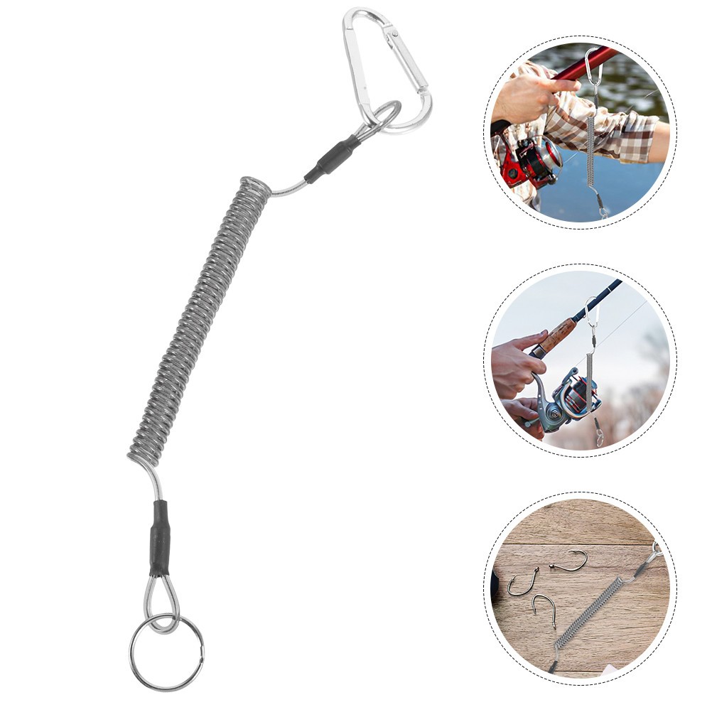 4 Pcs Fishing Elastic Lanyard Heavy Duty Coiled Protective Safety Rope Outdoor