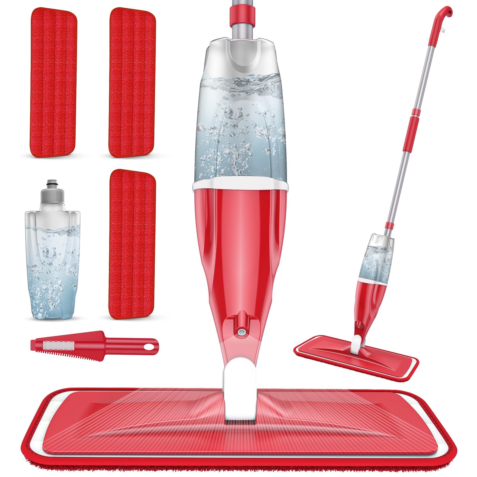 Spray Mop with 3 Pads 440ML Red Mops Hardwood Floor Cleaning EXEGO Microfiber