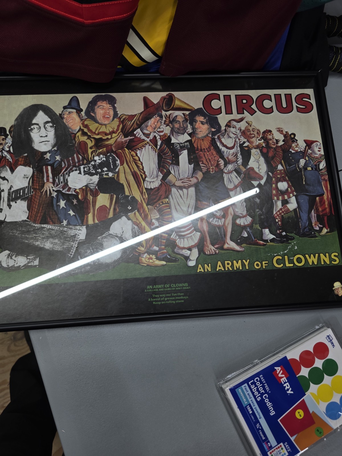 Wavy Gravy Poster Circus An army of clowns Jagger Leno Chaplin Richards Collage