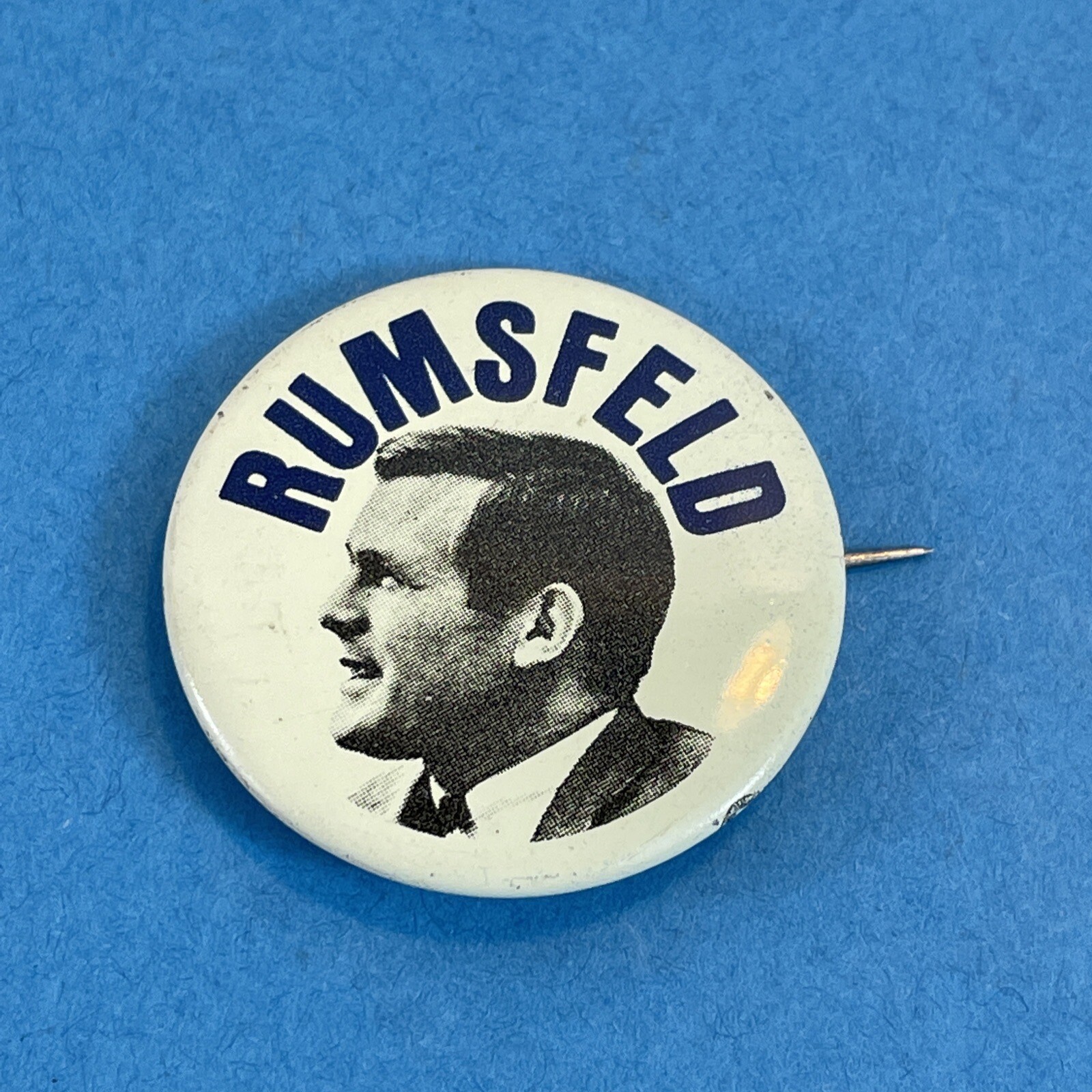 Vintage 1970's Donald Rumsfeld Pinback Pin Button Republican Political Campaign