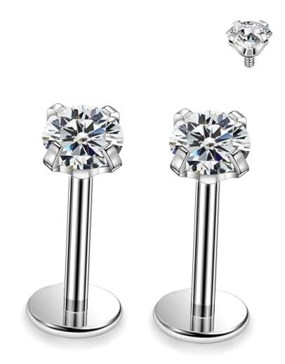 20G 18G 16G 14G ASTM F136 Titanium Surgical Steel 16g/4mm Clear cz/Silver 6mm