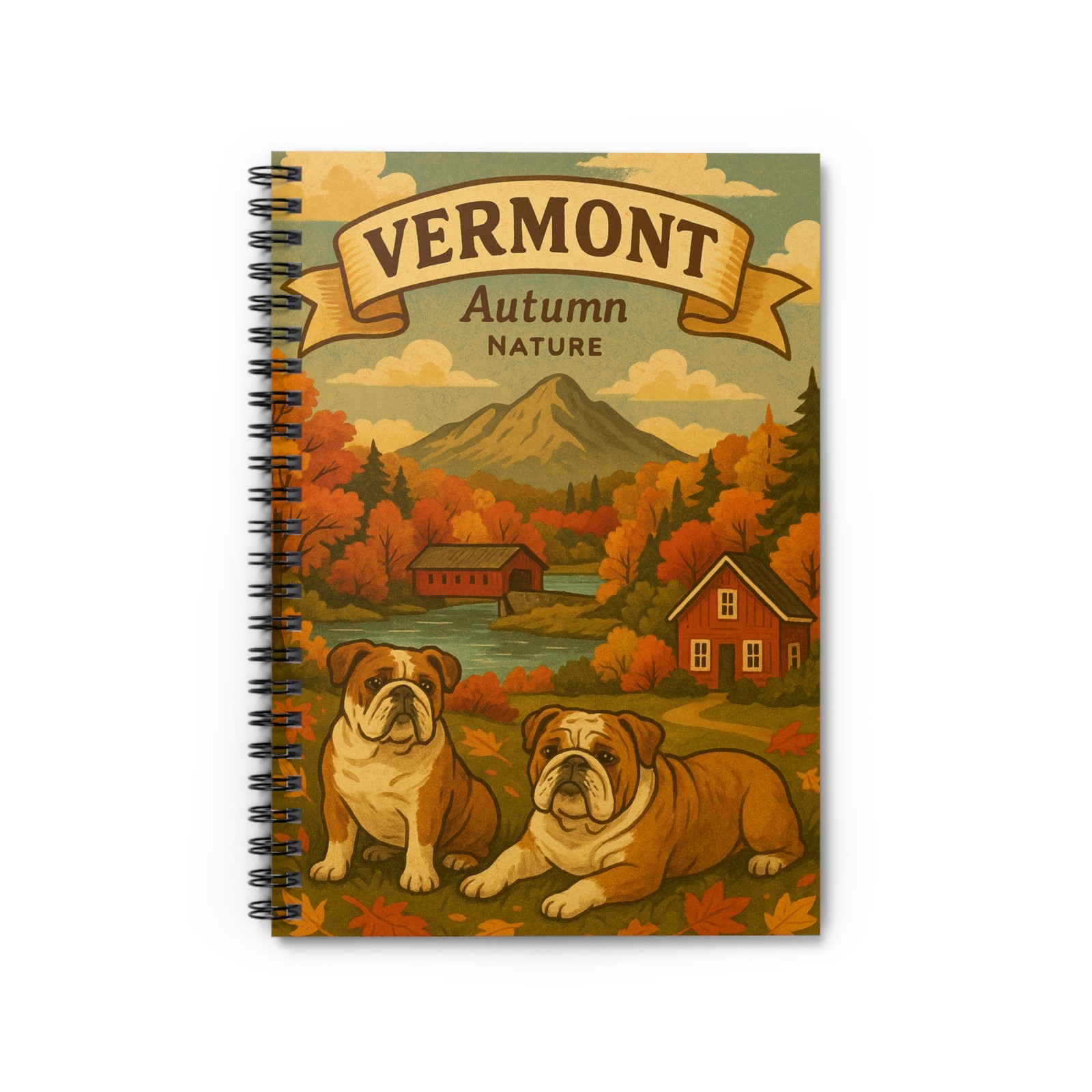 Vermont Autumn Nature Bulldogs Spiral Notebook | Ruled Journal