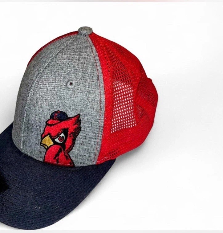 St Louis Cardinals Hat Snapback Trucker Mesh Gray Red MLB Scott Credit Union Men