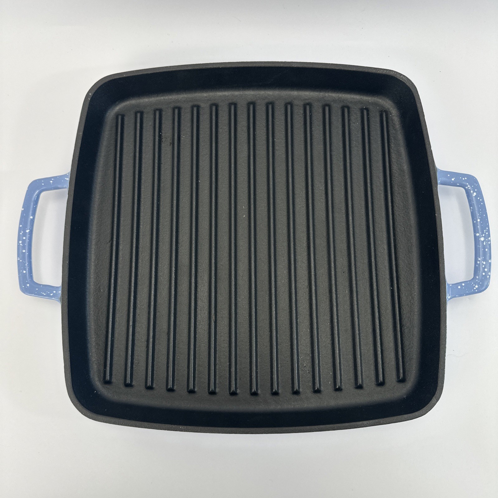 Martha Stewart Enameled Cast Iron Stovetop Griddle Pan Blue 11" x 11" Square