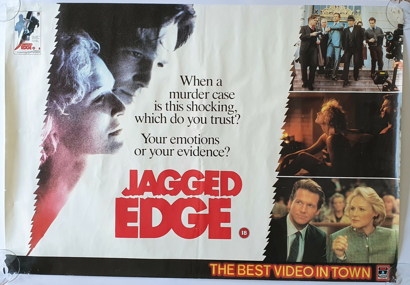 Jagged Edge Video Release Poster 27" x 39" Vintage Original 80's