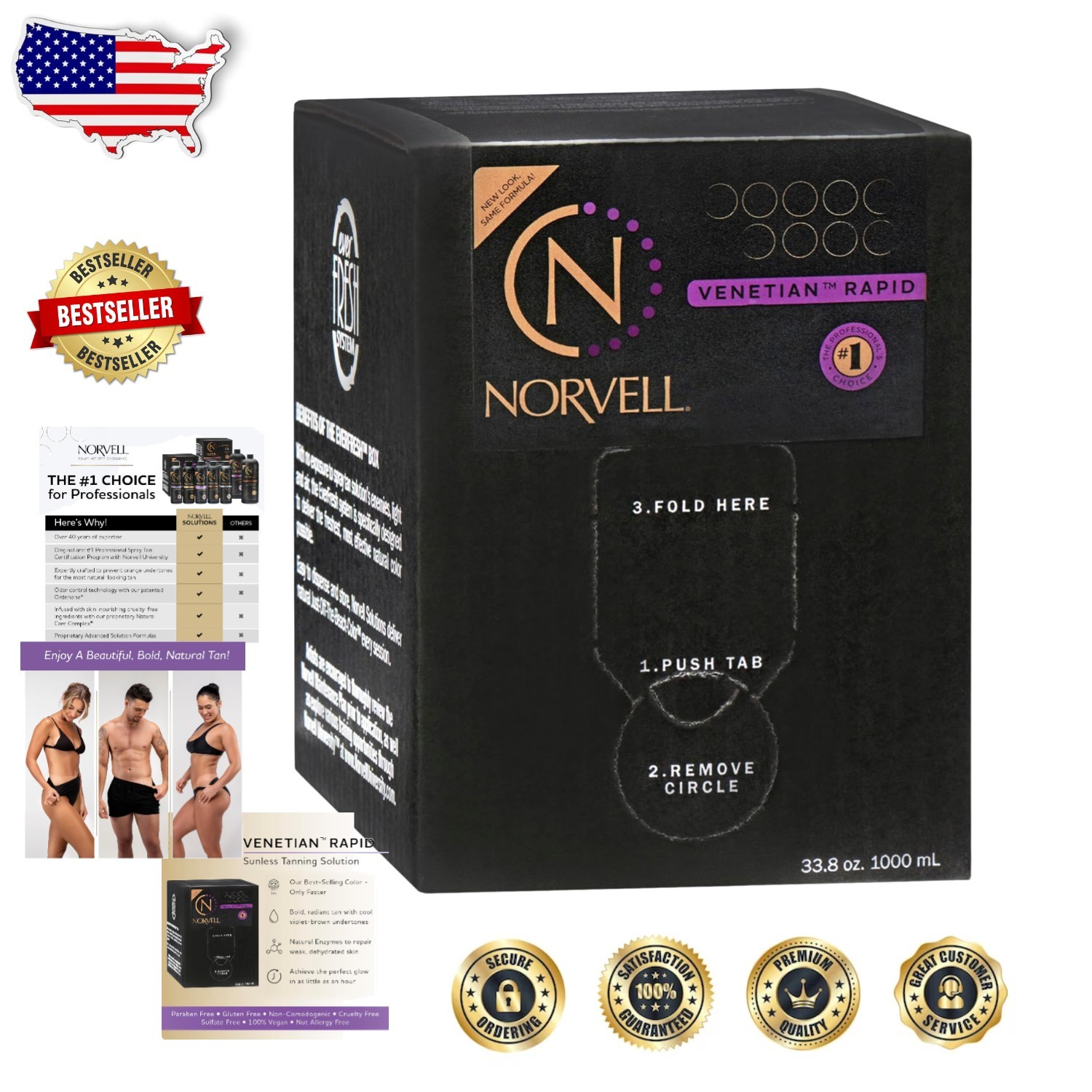 Spray Tan Formula 34 Fl Oz – Venetian One, Fast Drying, Authentic Bronze