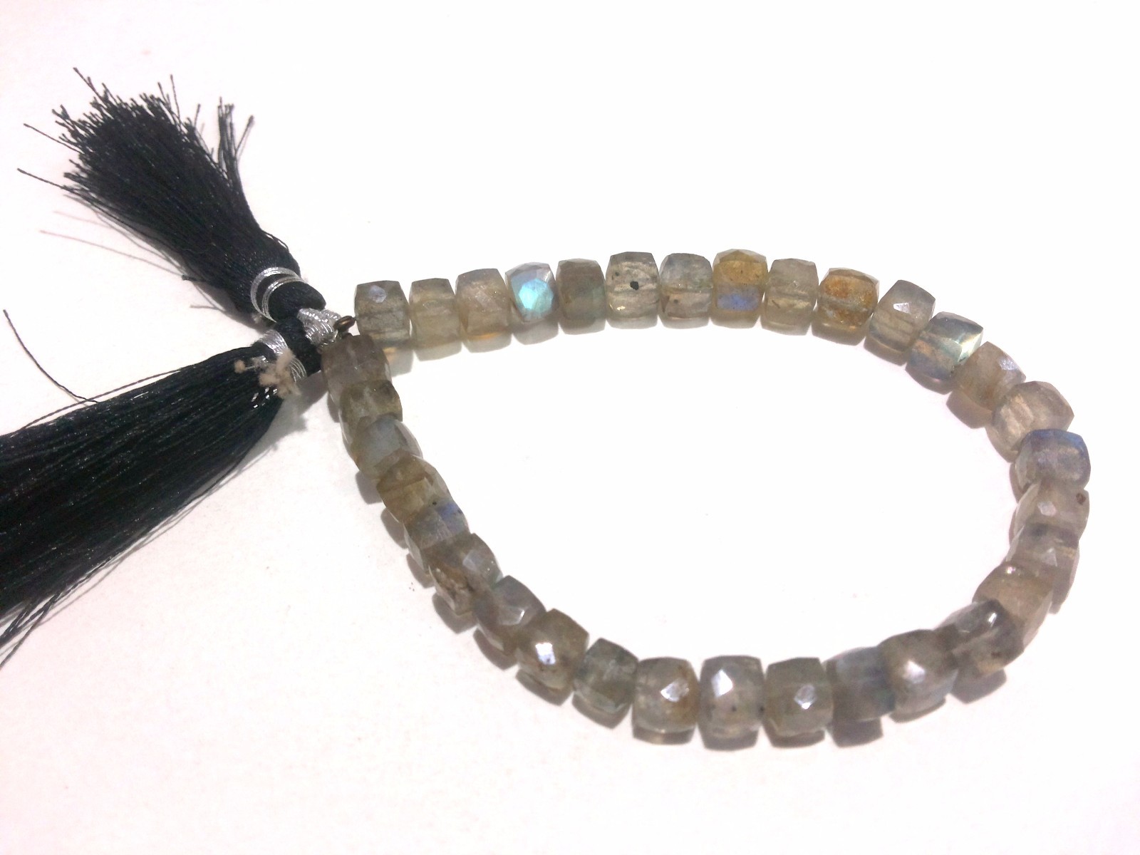 1 Strand Natural Labradorite 3D Cube Box Faceted 6-7mm Gemstone Beads 7"inch LC1