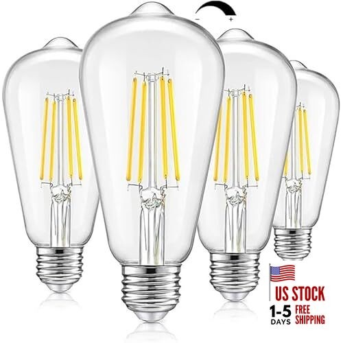 Vintage LED Dimmable Edison Light Bulbs 100W Incandescent Clear Daylight White