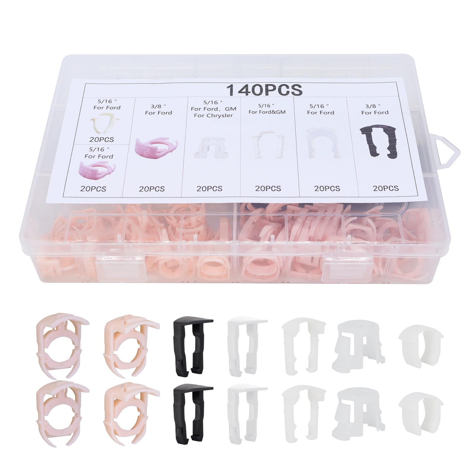 OXCANO 140Pcs Fuel Line Retainer Clips Assortment Kit, 7 Popular Sizes 5/16"... 