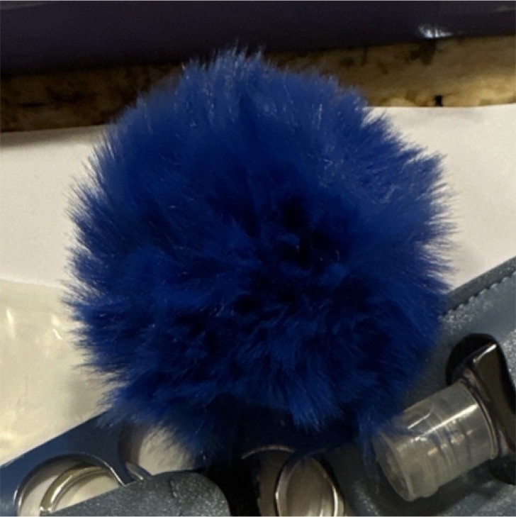 Personal Security Keychain Set with Alarm, Pom-Pom, Sanitizer, Blue