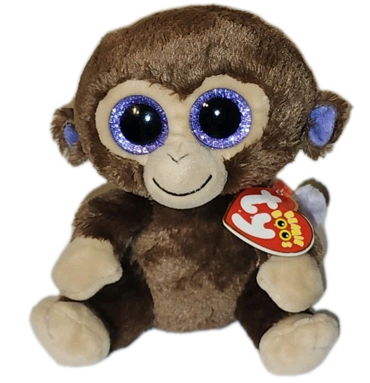 NM* Ty Beanie Boos COCONUT the Monkey (Glitter Eyes) 6" NMWCT Plush Stuffed Toy