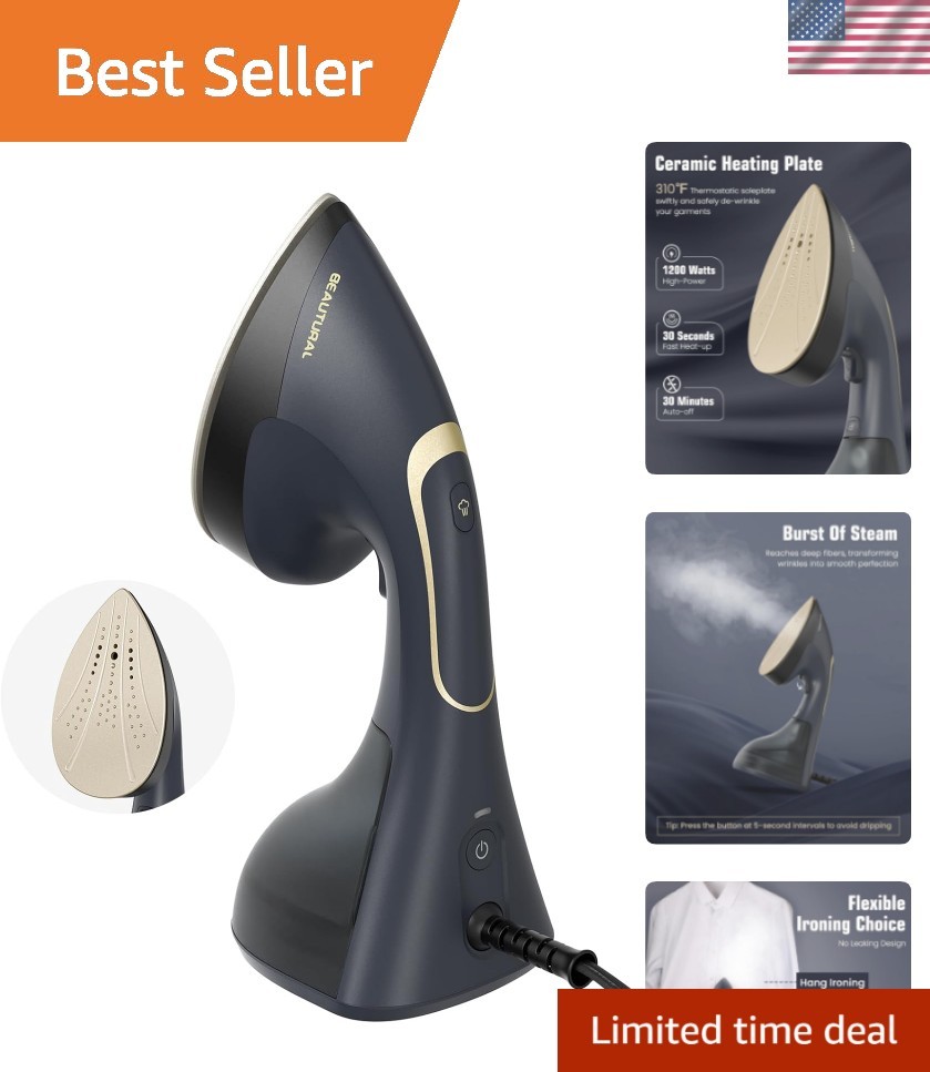Steamer for Clothes, 2-in-1 Steam & Iron, 1200W Handheld Powerful Garment Fab...