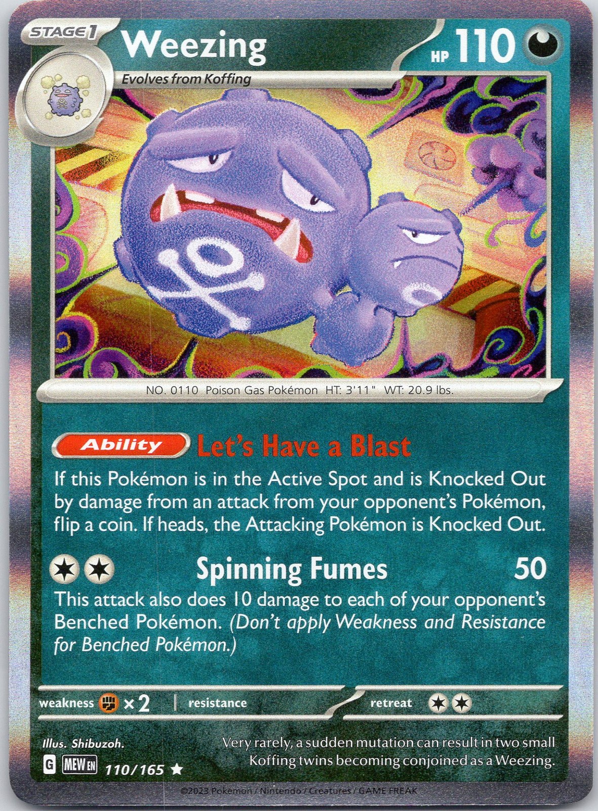 Weezing 110/165 R 151 Pokemon Holo Near Mint
