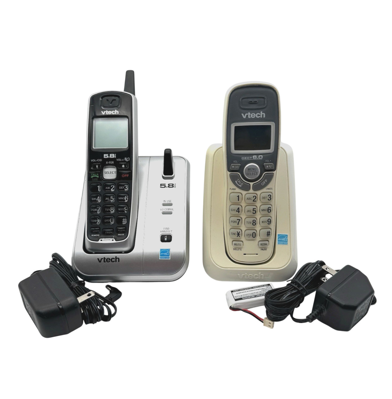 Lot of 2 VTech Cordless Phones with Bases Chargers