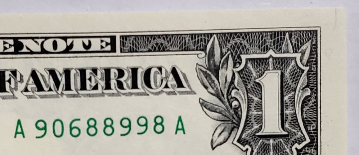 $1 Bill 2021 Fancy Serial Number TRUE Flipper (Only 0,6,8,9) - A 90688998 A  UNC