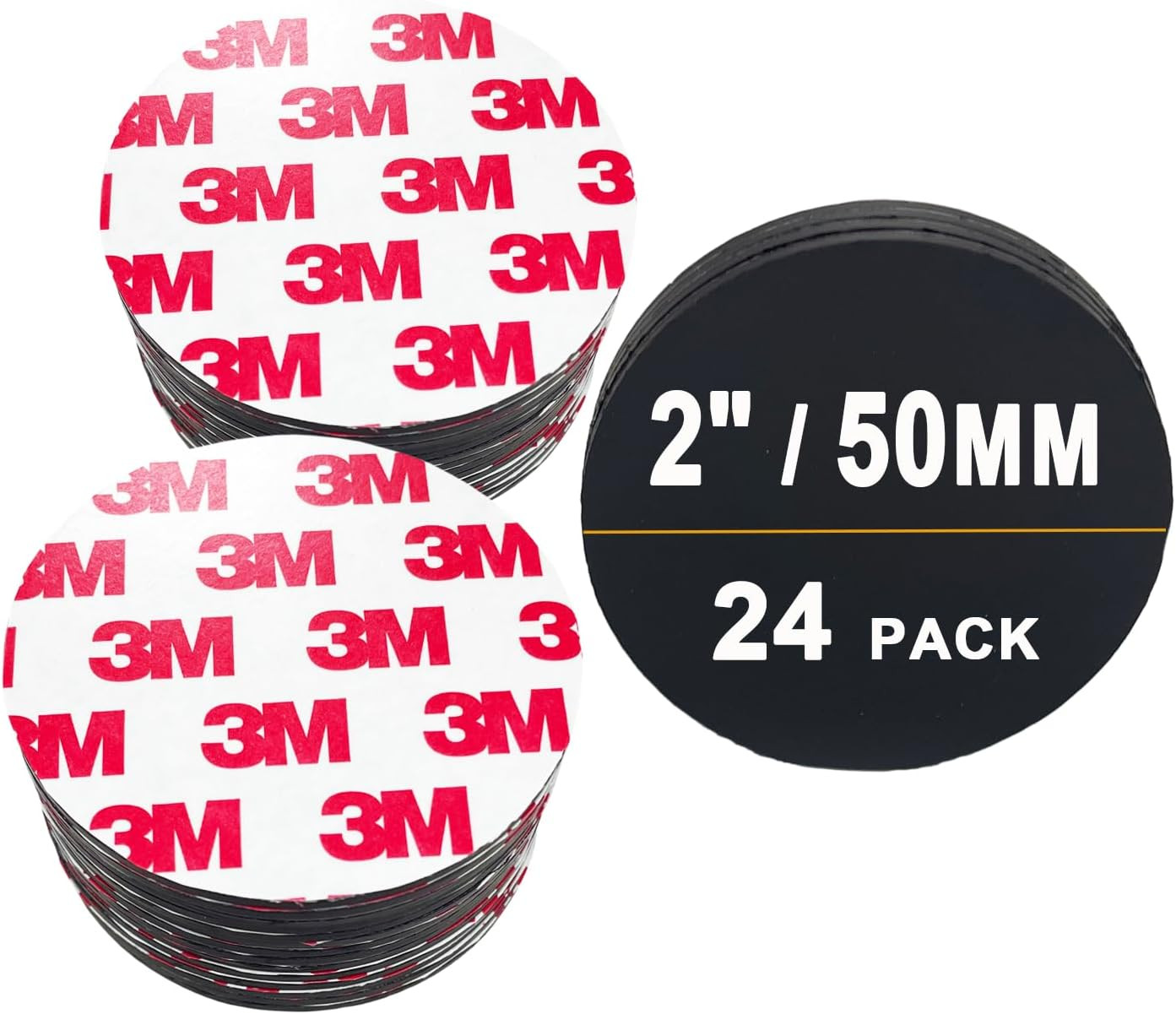 24Pack, 2 Inch Large round Magnets with Adhesive Backing, 50Mm Precut Strong Sti