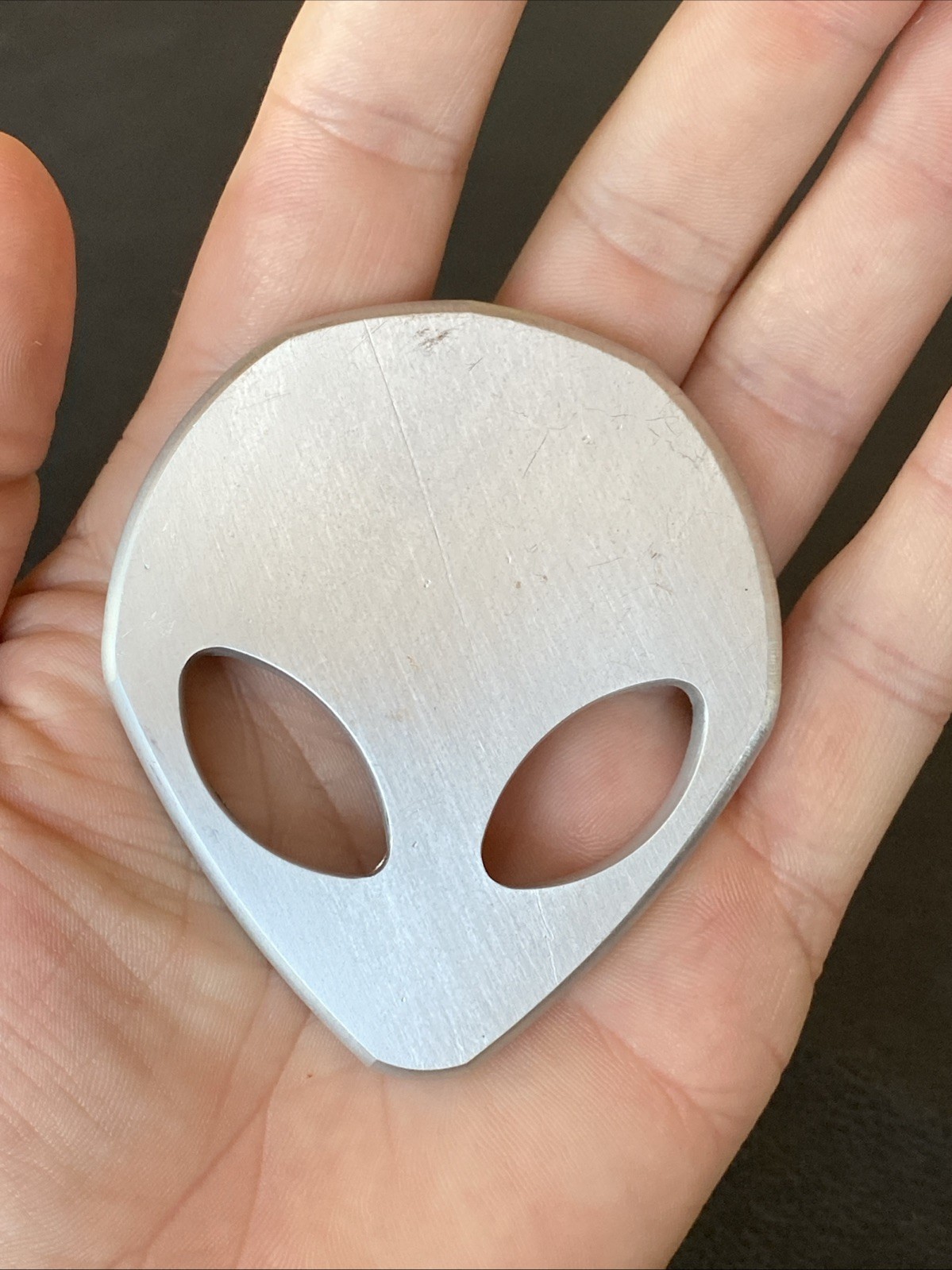 Machined Aluminum Alien Head Sci-Fi Extraterrestrial Head UFO Decor Paperweight